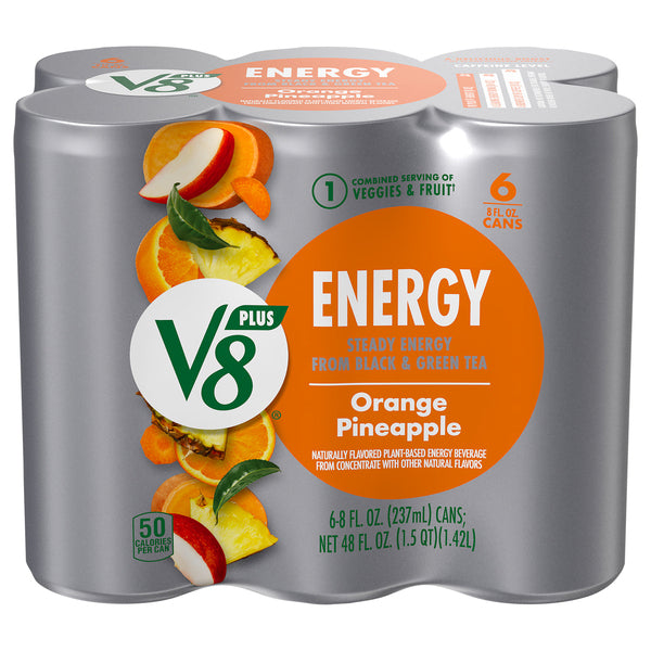 V8 Plus Orange Pineapple Flavored Sparkling Energy Drink - 6 pk
