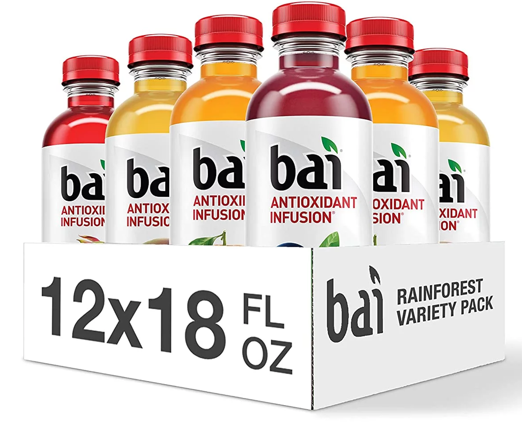 Bai Flavored Water, Rainforest Variety Pack, Antioxidant Infused Drinks, 18 Fluid Ounce Bottles, 12 Count, 3 Each of Brasilia Blueberry, Costa Rica Clementine, Malawi Mango, Sumatra Dragonfruit