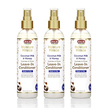 African Pride Moisture Miracle Coconut Milk & Honey Leave-In Conditioner (3 Pack)