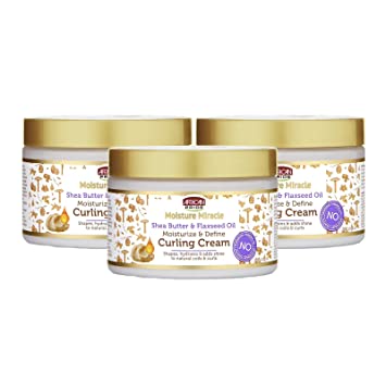 African Pride Moisture Miracle Shea Butter & Flaxseed Oil Hair Curling Cream (3 Pack)