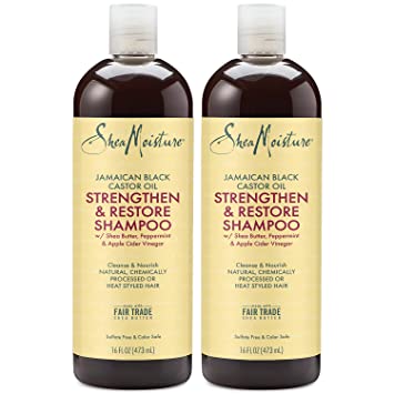Shea Moisture Jamaican Black Castor Oil Strengthen & Restore Shampoo w/ Shea Butter, Peppermint, & Apple Cider Vinegar (2 pack)