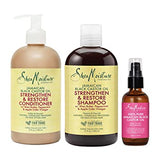 SheaMoisture Strengthen and Restore Shampoo, Conditioner and Head-To-Toe Restoration Body Care Oil for Dry Skin and Hair Jamaican Black Castor Oil Skin and Hair Care Regimen with Shea Butter