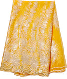 Authentic Gold African Embroidered and Sequins Lace 5 Yards