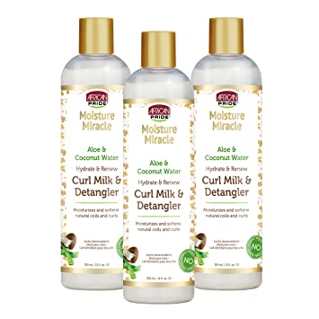 African Pride Moisture Miracle Hydrate & Renew Curl Milk & Hair Detangler (3 Pack)