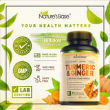 Turmeric Curcumin Supplement with Ginger & Apple Cider Vinegar, BioPerine Black Pepper, Tumeric & Ginger, 95% Curcuminoids & Joint Supplement, Antioxidant Tumeric Supplements Capsules, Nature's Base. 120 Capsules