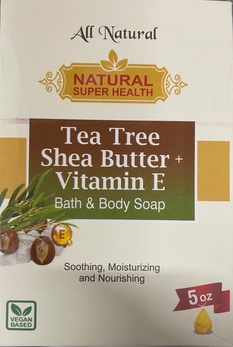 TEA TREE SHEA BUTTER VITAMIN E BATH & BODY SOAP 5OZ X 4 BARS