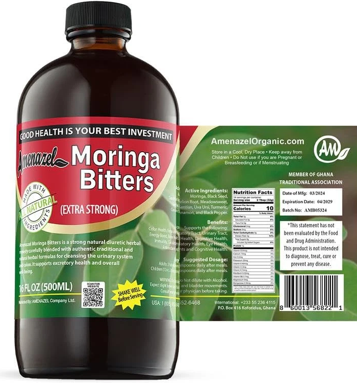Amenazel Organic Moringa Bitters, 16 fl oz