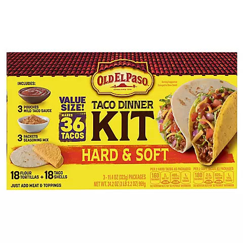 Old El Paso Hard & Soft Taco Dinner Kit, 3 pack