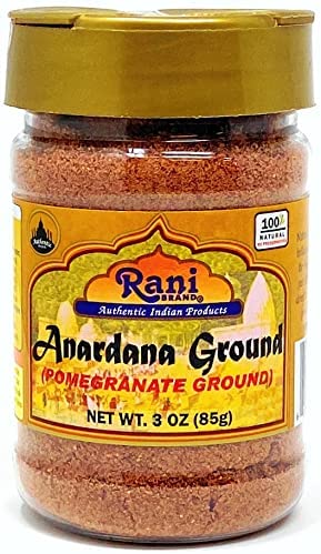 Rani Anardana (Pomegranate) Powder, Indian Spice 3oz (85g) PET Jar ~ All Natural | No Color | Gluten Friendly | Vegan | NON-GMO | No Salt or fillers