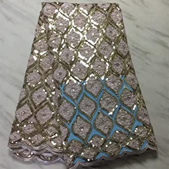 Authentic African Sequins Net French Lace 5 Yards