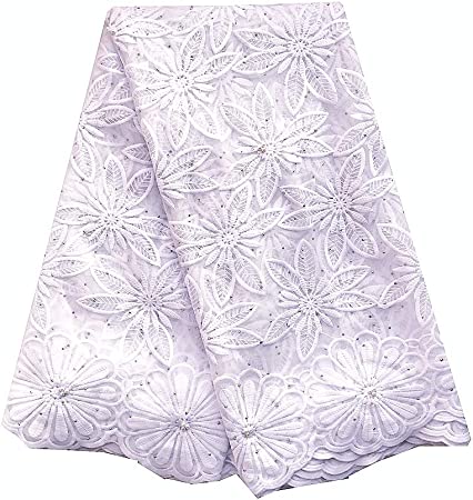 Authentic African French Lace Fabric 5 Yards (White)