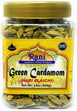 Rani Green Cardamom Pods Spice (Hari Elachi) 14oz (400g) PET Jar ~ All Natural | Vegan | Gluten Friendly | NON-GMO | Product of India