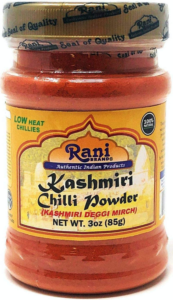 Rani Kashmiri Chilli Powder (Deggi Mirch, Low Heat) Ground Indian Spice 3oz (85g) PET Jar ~ All Natural | Salt-Free | Vegan | No Colors | Gluten Friendly | NON-GMO | Indian Origin