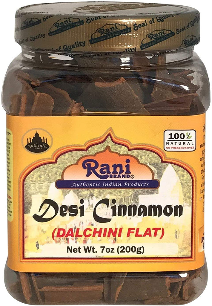 Rani Desi (Dalchini) Flat Cinnamon 7oz (200g) ~ PET Jar, Natural | Vegan | Gluten Friendly | NON-GMO | Indian Origin