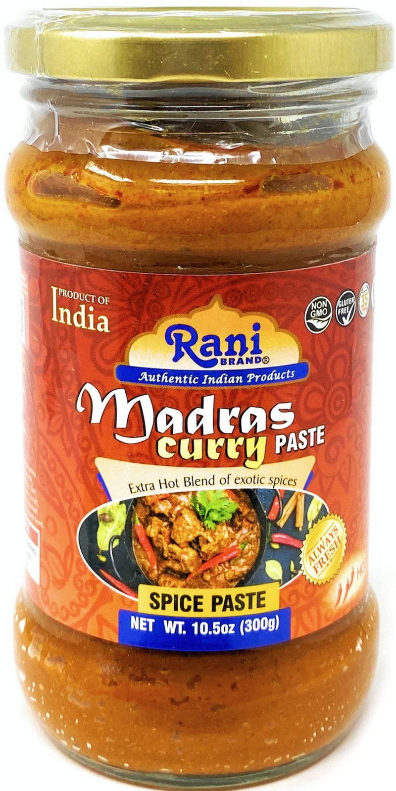 Rani Madras Curry Cooking Spice Paste 10oz (300g) Glass Jar ~ No Colors | All Natural | NON-GMO | Vegan | Gluten Free | Indian Origin