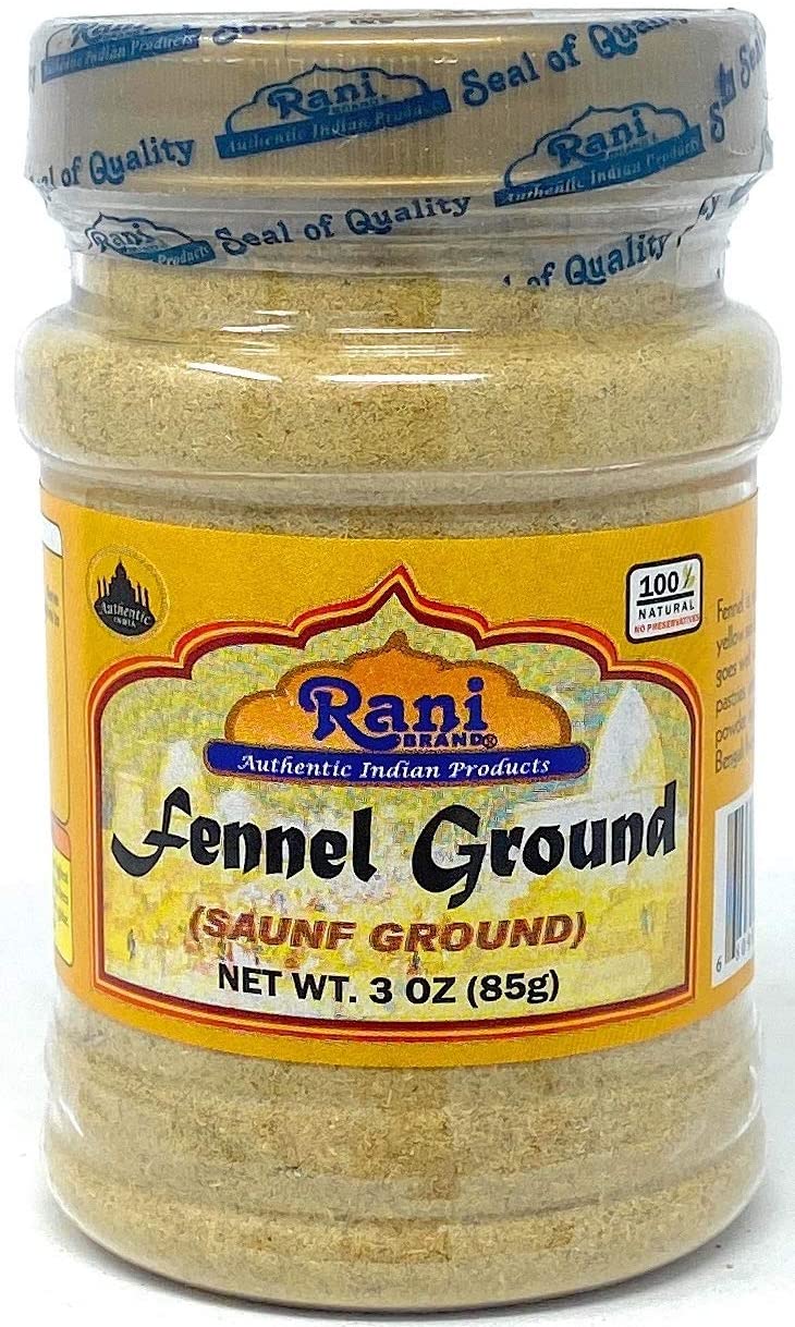 Rani Fennel Ground (Saunf) Powder Spice 3oz (85g) PET Jar ~ All Natural | Gluten Friendly | NON-GMO | Vegan | Indian Origin