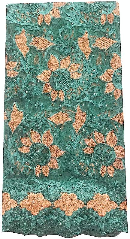 Authentic African Green French Lace Fabric 5 Yards