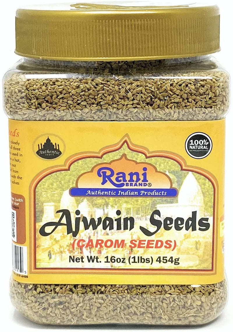 Rani Ajwain Seeds (Carom Bishops Weed) Spice Whole 16oz (454g) PET Jar ~ Natural | Vegan | Gluten Friendly | NON-GMO | Indian Origin