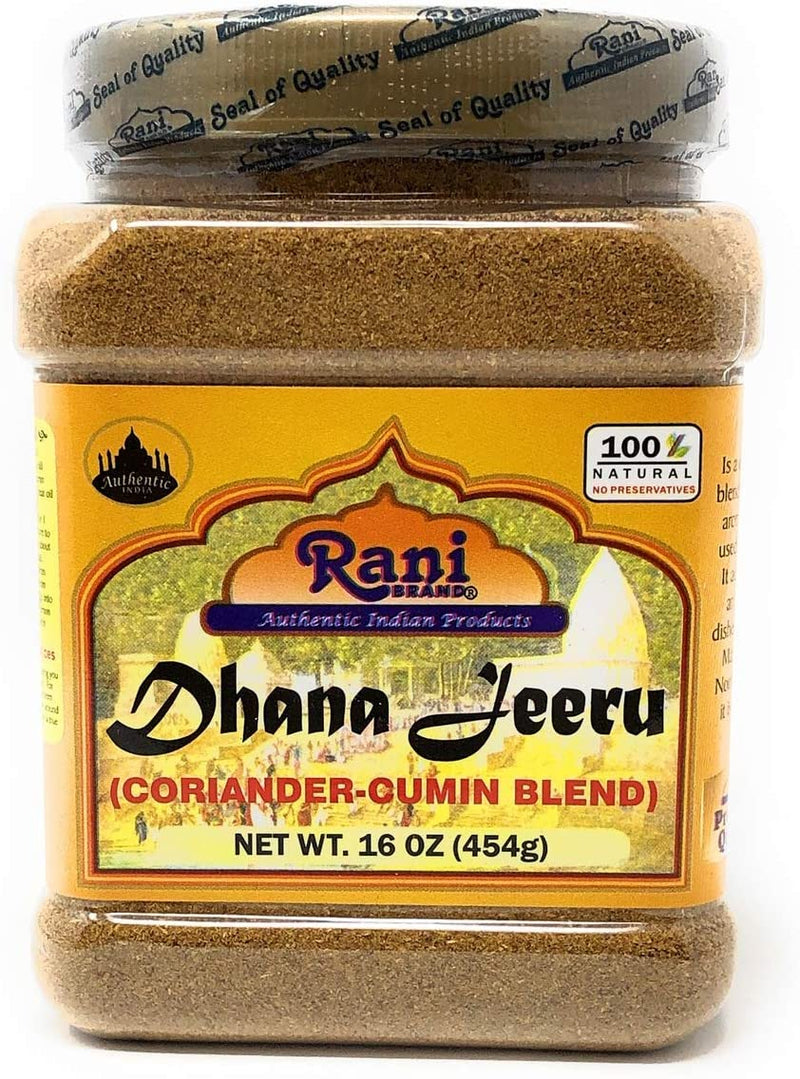 Rani Dhana-Jeeru (Coriander-Cumin Blend 50-50) Powder 16oz (1lb) 454g PET Jar ~ All Natural | Salt Free | Vegan | Gluten Friendly | NON-GMO
