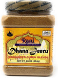 Rani Dhana-Jeeru (Coriander-Cumin Blend 50-50) Powder 16oz (1lb) 454g PET Jar ~ All Natural | Salt Free | Vegan | Gluten Friendly | NON-GMO