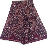 Authentic African Purple Sequins Net Lace 5 Yards