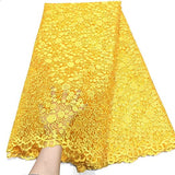 Authentic African Net French Lace Fabric 5 Yards (Yellow)