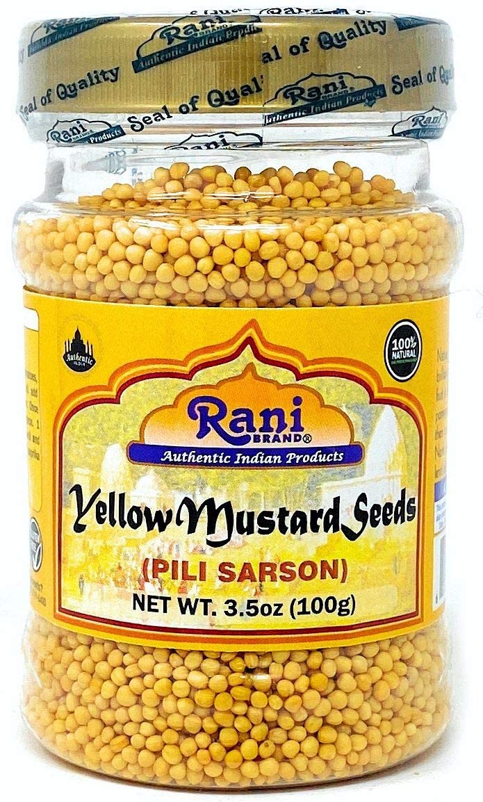 Rani Yellow Mustard Seeds Whole Spice 3.5oz (100g) PET Jar ~ All Natural | Vegan | Gluten Friendly | NON-GMO | Indian Origin
