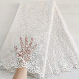 Authentic African Net French Lace Fabric 5 Yards (White)