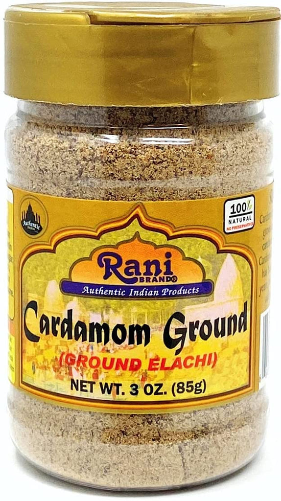 Rani Cardamom (Elachi) Ground, Powder Indian Spice 3oz (85g) PET Jar ~ All Natural | No Color added | Gluten Friendly | Vegan | NON-GMO | No Salt or fillers
