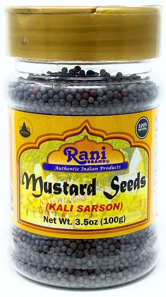 Rani Black Mustard Seeds Whole Spice (Kali Rai) 3.5oz (100g) PET Jar ~ All Natural | Gluten Friendly | NON-GMO | Vegan | Indian Origin