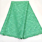 Authentic African Net French Lace Fabric 5 Yards (Green)