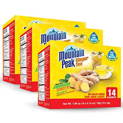 Jamaica Mountain Peak Original Ginger Tea, Unsweetened, (Pack of 3)