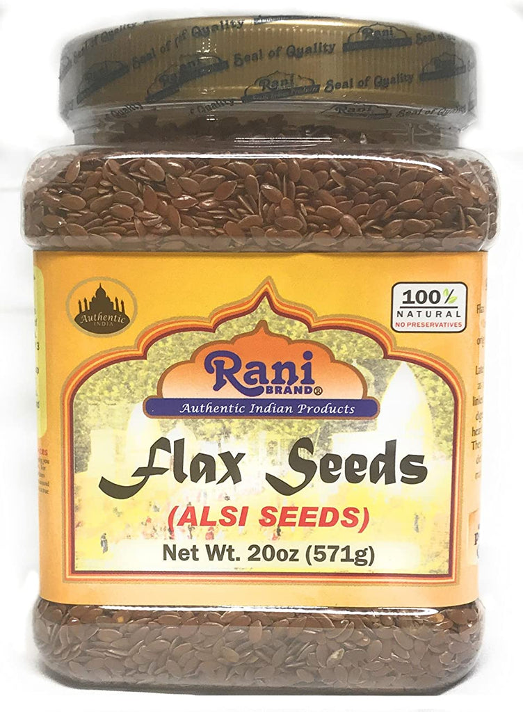 Rani Flax Seeds Whole Raw (Alsi, Linum usitatissimum) 20oz (567g) PET Jar | All Natural ~ Gluten Friendly | NON-GMO | Vegan | Indian Origin