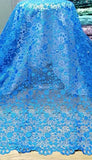 Authentic African Net French Lace Fabric 5 Yards (Blue)