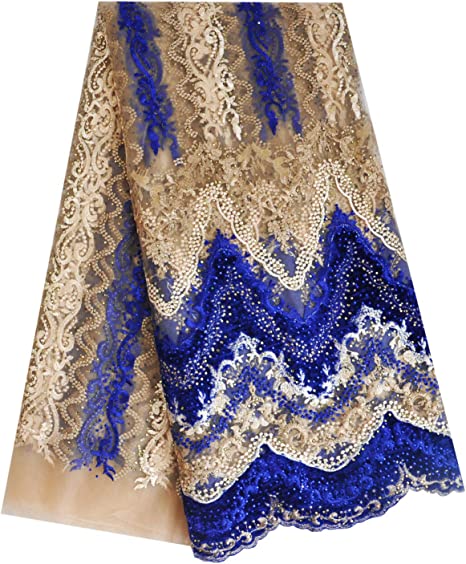 Authentic African Blue Net Lace Fabric 5 Yards