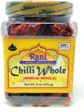 Rani Chilli Whole Stemless 5oz (141g) PET Jar ~ All Natural, Salt-Free | Vegan | No Colors | Gluten Friendly | NON-GMO | Indian Origin