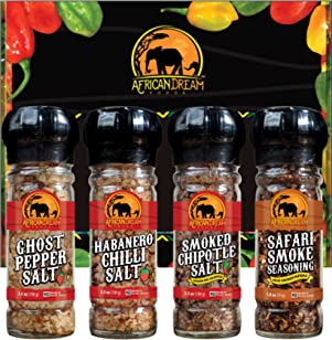 Spicy Salts and Seasonings with Grinder Variety 4-Pack Gift Box