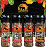 Spicy Salts and Seasonings with Grinder Variety 4-Pack Gift Box