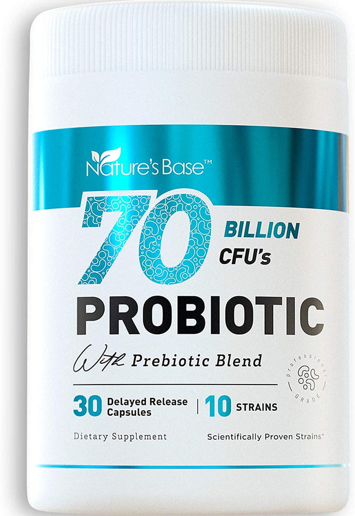 Probiotics 70 Billion CFU - Probiotics for Women, Probiotics for Men and Adults, Natural; Probiotic Supplement with Prebiotics Acidophilus Probiotic, 30 Delayed Release Caps