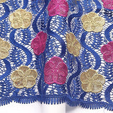 Authentic African Cord Lace Fabric 5 Yards (Royal Blue)