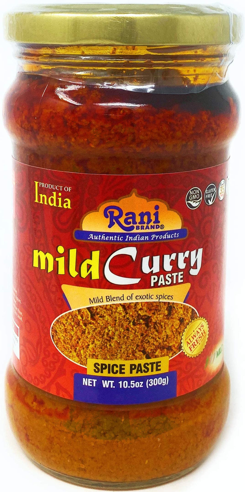Rani Curry Paste MILD (Spice Paste) 10.5oz (300g) Glass Jar ~ No Colors | All Natural NON-GMO | Vegan | Gluten Free | Indian Origin