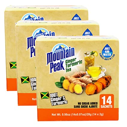 Jamaica Mountain Peak Ginger Turmeric Tea, Unsweetened (Pack of 3)