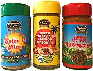 Caribbean Fusion - Gourmet Spices and Seasonings Set -3 pack bundle - Jamaican Jerk Seasoning,Spiced Fish Fry and All Purpose Perfect