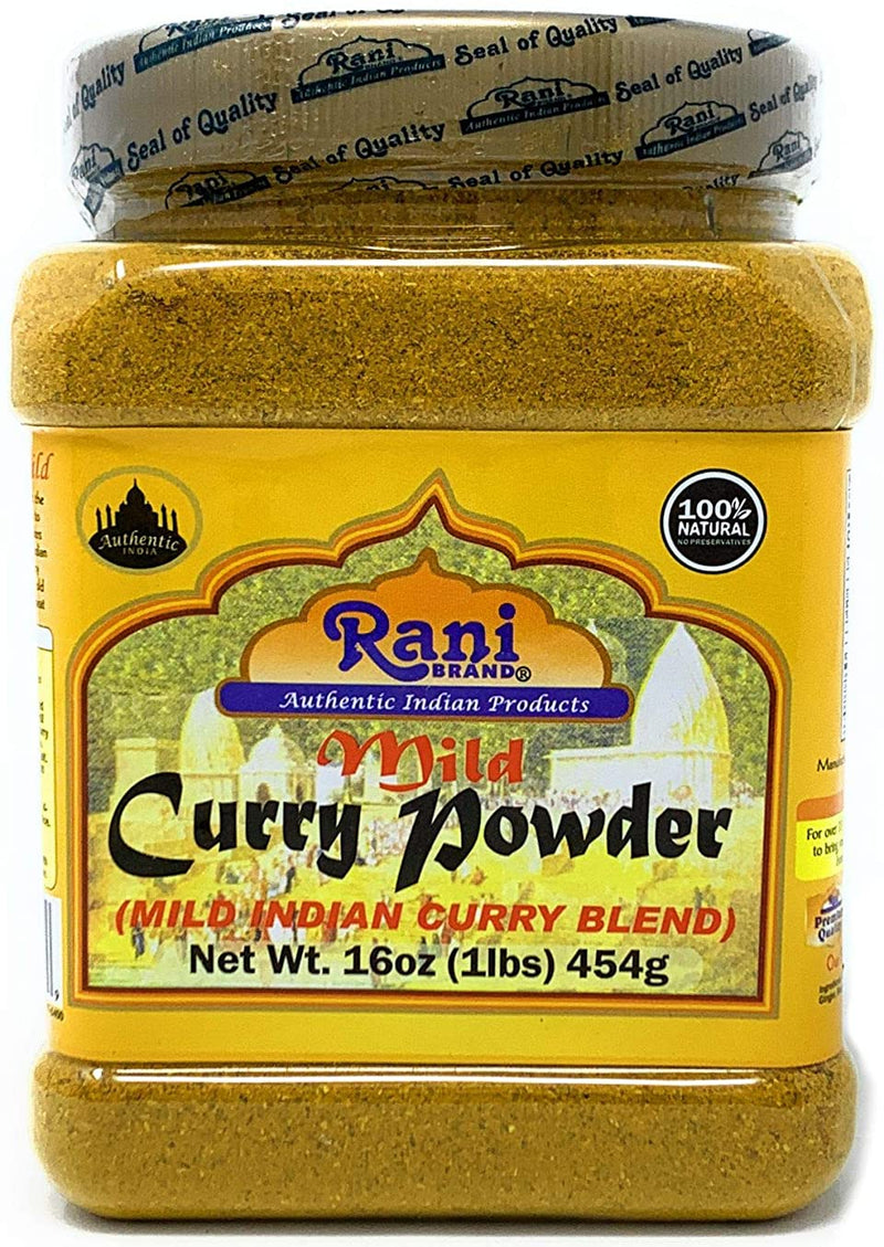 Rani Curry Powder Mild Natural 10-Spice Blend 16oz (1lb) 454g PET Jar ~ Salt Free | NO Chili or Peppers | Vegan | No Colors | Gluten Friendly | NON-GMO | Indian Origin