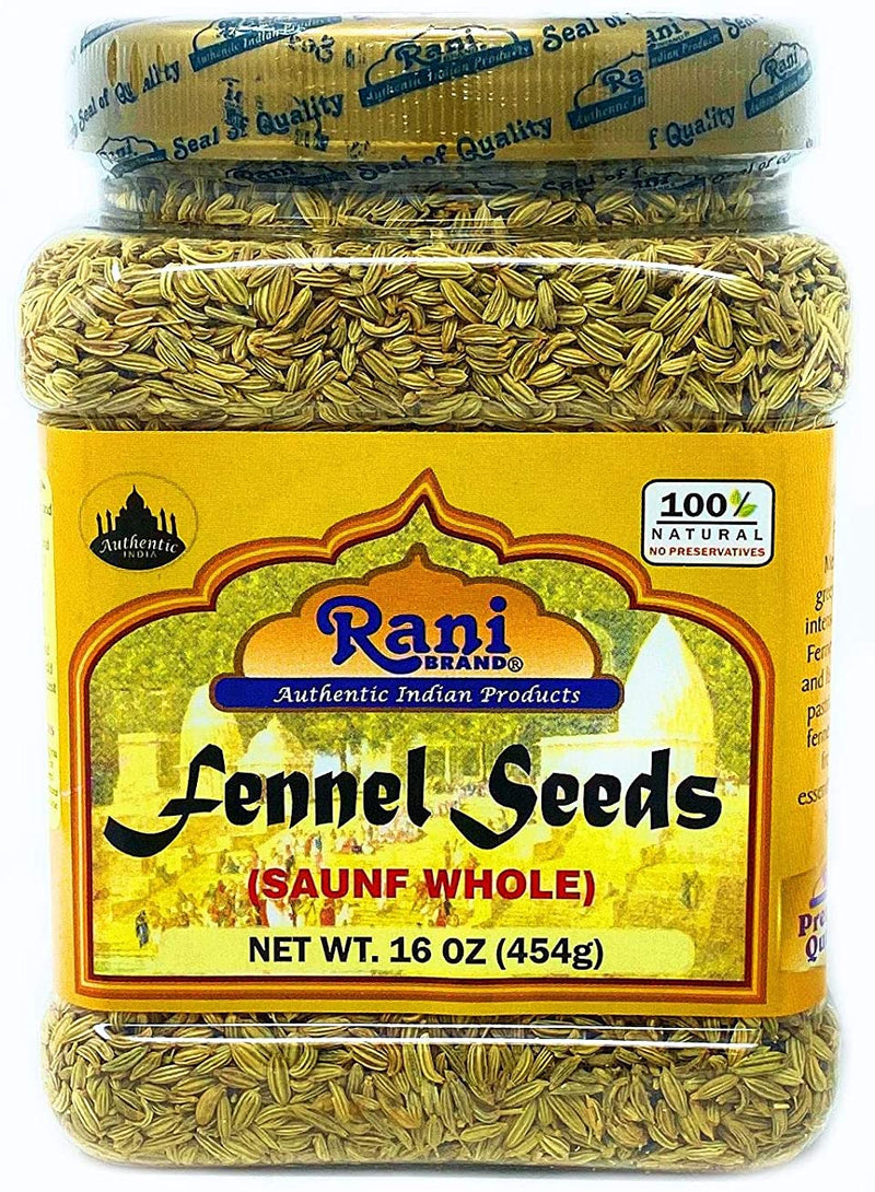 Rani Fennel Seeds (Saunf Sabut) Whole Spice 16oz (454g) All Natural ~ Gluten Friendly | NON-GMO | Vegan | Indian Origin