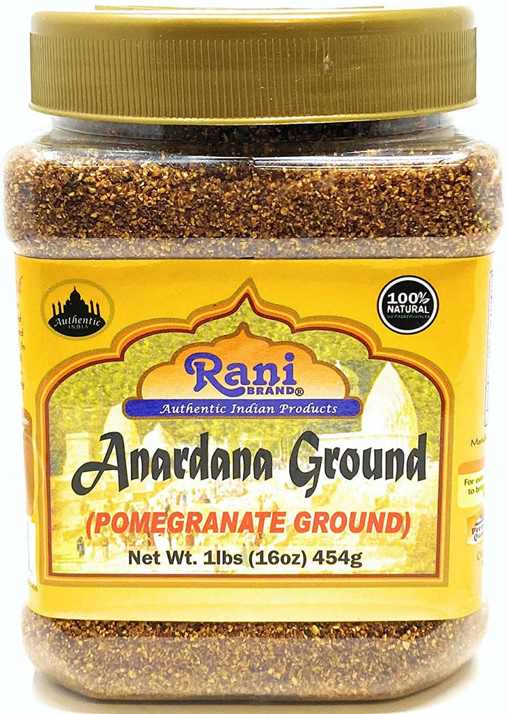Rani Anardana (Pomegranate) Coarse Ground, Indian Spice 16oz (1lb) 454g PET Jar ~ All Natural | No Color | Gluten Friendly | Vegan | NON-GMO | No Salt or fillers