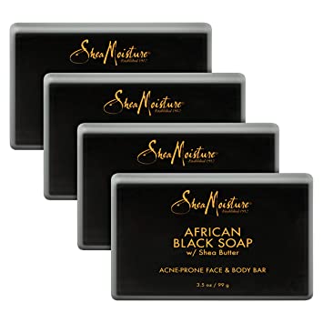 SheaMoisture Face and Body Bar for Oily, Blemish-Prone Skin African Black Soap (4 pack)