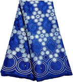Authentic African Royal Blue Cotton Lace Fabric 5 Yards