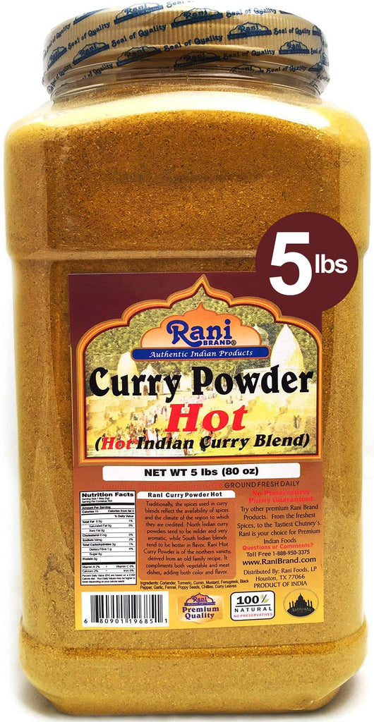 Rani Curry Powder Hot Natural 11-Spice Blend 80oz (5lbs) 2.27kg Bulk PET Jar~ Salt Free | Vegan | Gluten Friendly | NON-GMO