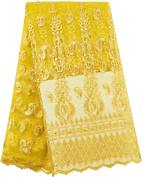 Authentic Black African Embroidered and Rhinestones Cord Lace 5 Yards